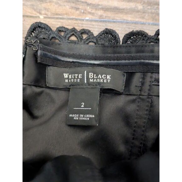 WHITE HOUSE BLACK MARKET Strapless Lace Overlay Dress 2 Black Cocktail Sheath - Picture 3 of 7